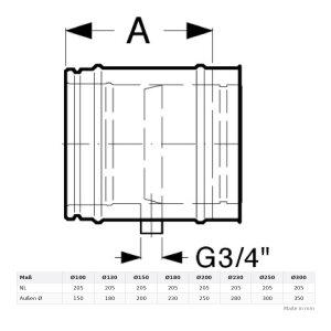 Ø 250 mm Schiedel ICS Rohrelement mit Kondensatablauf
