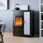 Kombiofen Austroflamm Mo Duo Cook, Front Keramik Bright white, Anschluss hinten