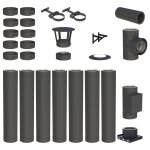 7,4 m DW-Grey Ø 180 mm Edelstahlschornstein Komplettset doppelwandig, Wandmontage