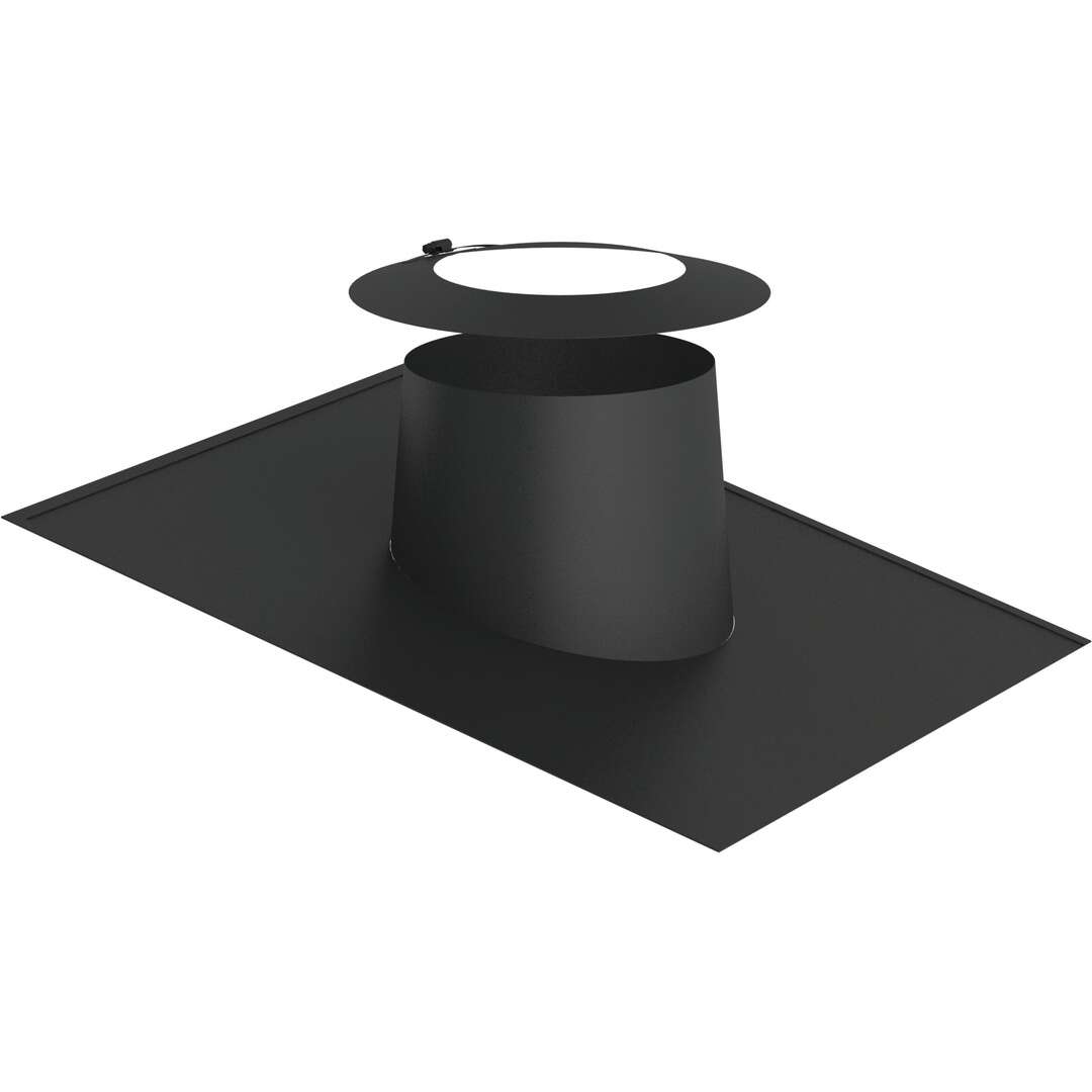 DW-Black Ø 130 mm Dachdurchführung 5 - 15° mit Elastomerrand schwarz und Wetterkragen