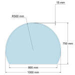 Funkenschutzplatte Glas für Kaminofen Kreisabschnitt 75 x 100 x 0,6 cm