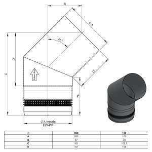 Pelletofenrohr 45&deg; Bogen - &Oslash; 80 mm - Edelstahl