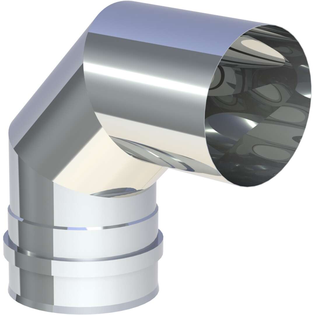 Pelletofenrohr 90° Bogen - Ø 80 mm - mit Muffe (Kesselanschluss) - Edelstahl