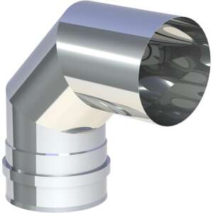 Pelletofenrohr 90&deg; Bogen - &Oslash; 80 mm - mit Muffe (Kesselanschluss) - Edelstahl
