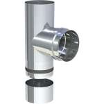 Pelletofenrohr T-Stück 90° - Ø 80 mm - mit Kondensatschale - Abgang Muffe - Edelstahl