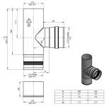Pelletofenrohr T-Stück 90° - Ø 80 mm - mit Kondensatschale - Abgang Muffe - Edelstahl
