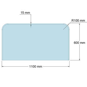 Funkenschutzplatte Glas f&uuml;r Kaminofen Rechteck abgerundet 60 x 110 x 0,6 cm