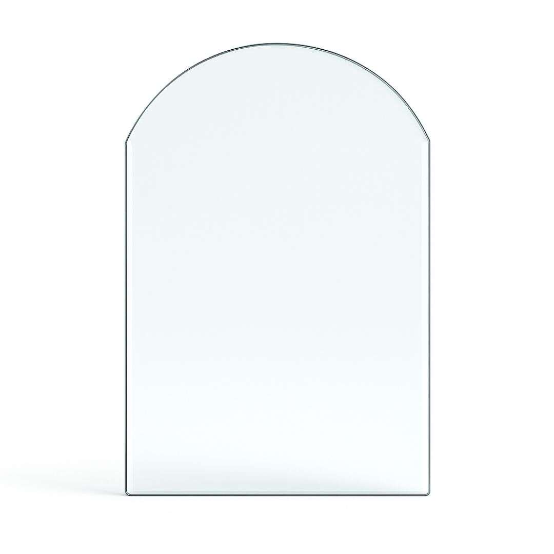 Funkenschutzplatte Glas für Kaminofen Rundbogen 80 x 80 x 0,8 cm