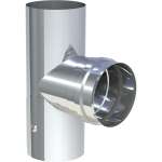 Pelletofenrohr T-Stück 90° - Ø 80 mm - mit Revisionsöffnung - Abgang Muffe - Edelstahl