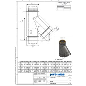DW-FU Ø 225 mm T-Anschluss 45° mit Wassernase