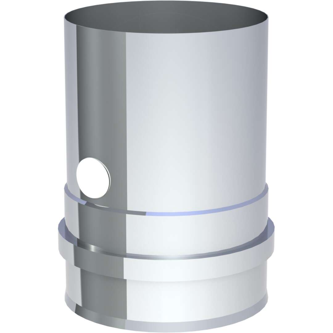 Pelletofenrohr Ofenanschlussstück - Ø 80 mm - mit Messstutzen und Muffe - Edelstahl