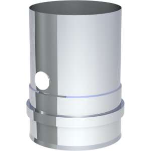 Pelletofenrohr Ofenanschlussst&uuml;ck - &Oslash; 80 mm - mit Messstutzen und Muffe - Edelstahl