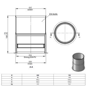 Pelletofenrohr Doppelwandfutter &Oslash; 80 mm - druckdicht