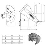 Pelletofenrohr Strahlungsschutz für 90° Winkel liegend - Ø 80 mm - Edelstahl