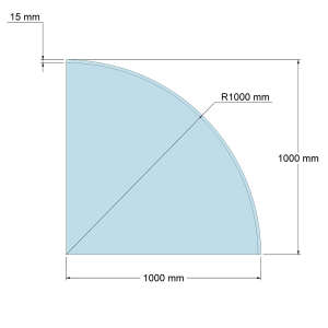 Funkenschutzplatte Glas f&uuml;r Kaminofen Viertelkreis 100 x 100 x 0,6 cm