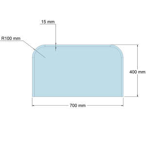 Funkenschutzplatte Glas f&uuml;r Kaminofen Segmentbogen abgerundet 40 x 70 x 0,6 cm