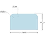Funkenschutzplatte Glas für Kaminofen Segmentbogen abgerundet 40 x 70 x 0,6 cm