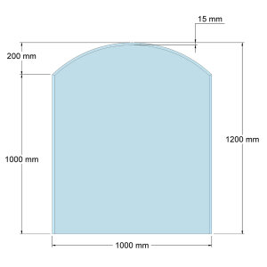 Funkenschutzplatte Glas für Kaminofen Segmentbogen...