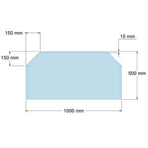 Funkenschutzplatte Glas f&uuml;r Kaminofen Sechseck 100 x 50 x 0,6 cm