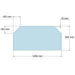Funkenschutzplatte Glas für Kaminofen Sechseck 100 x 50 x 0,6 cm