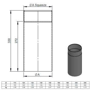 &Oslash; 120 mm Ofenrohr 33 cm - schwarz