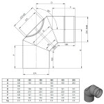 Ø 130 mm Ofenrohr Bogen 90° mit Tür - schwarz