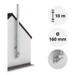 Ø 160 mm - 10 m DW FU Doppelwandiges Schornstein Set Wandmontage Hochglanz