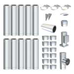 Ø 160 mm - 10 m DW FU Doppelwandiges Schornstein Set Wandmontage Hochglanz
