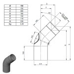 Ø 150 mm Ofenrohr Bogen 45° gezogen - mit Tür