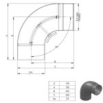 Ø 150 mm Ofenrohr Bogen 90° gezogen - mit Tür