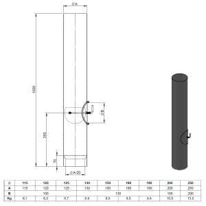 Ofenrohr 100 cm mit Drosselklappe, Kondensatring und...