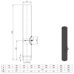 Ofenrohr 100 cm mit Drosselklappe, Kondensatring und Tür