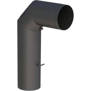 &Oslash; 120 mm Ofenrohr Bogen lang - mit T&uuml;r und Drosselklappe - schwarz