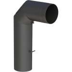 Ø 120 mm Ofenrohr Bogen lang - mit Tür und Drosselklappe - schwarz