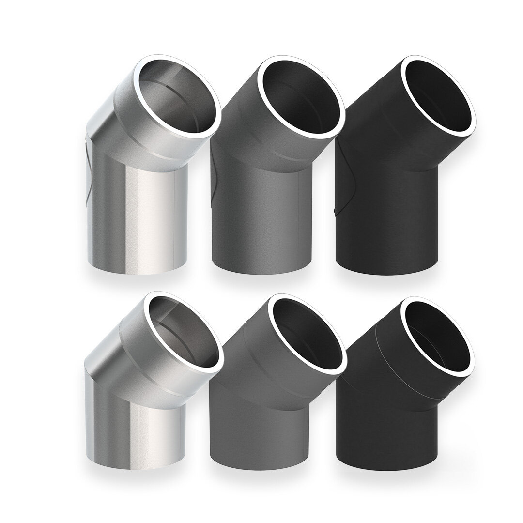 Ofenrohr doppelwandig ISO-Line Winkel 45°