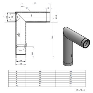 Ofenrohr doppelwandig ISO-Line Winkelrohr 90&deg; mit Drosselklappe