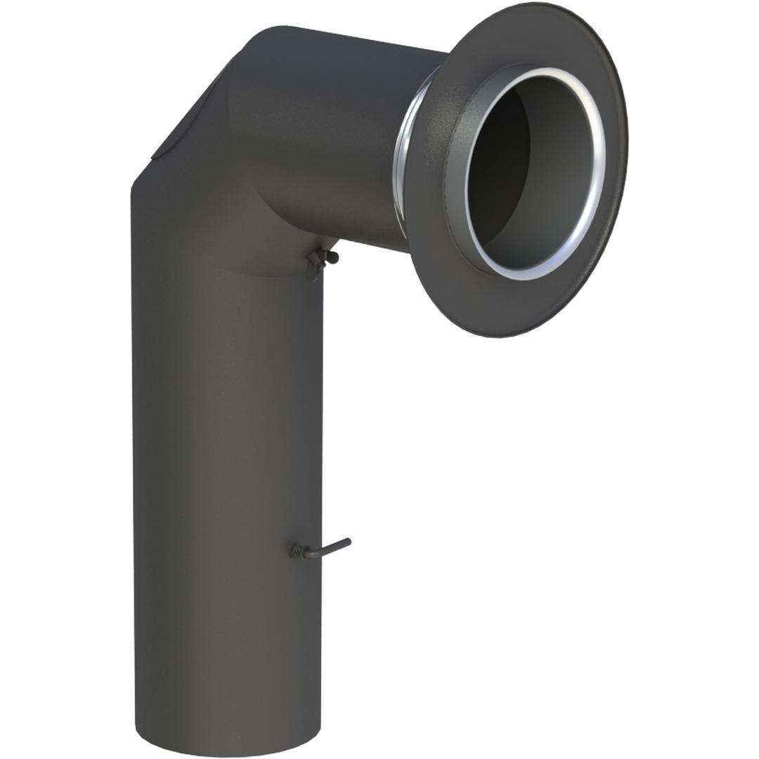 Ø 120 mm Ofenrohrset kantig - mit Tür und Drosselklappe - schwarz