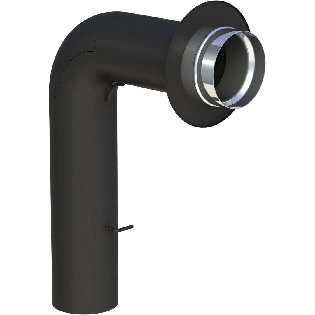 Ø 200 mm Ofenrohrset gezogen - mit Tür und Drosselklappe - schwarz