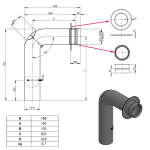 Ø 200 mm Ofenrohrset gezogen - mit Tür und Drosselklappe - schwarz