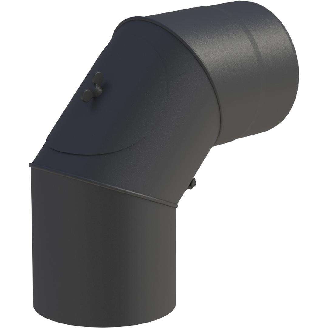 Ø 120 mm Ofenrohr Bogen drehbar 0-90° - mit Tür - schwarz