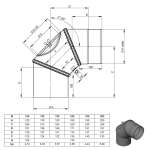Ø 120 mm Ofenrohr Bogen drehbar 0-90° - mit Tür - schwarz