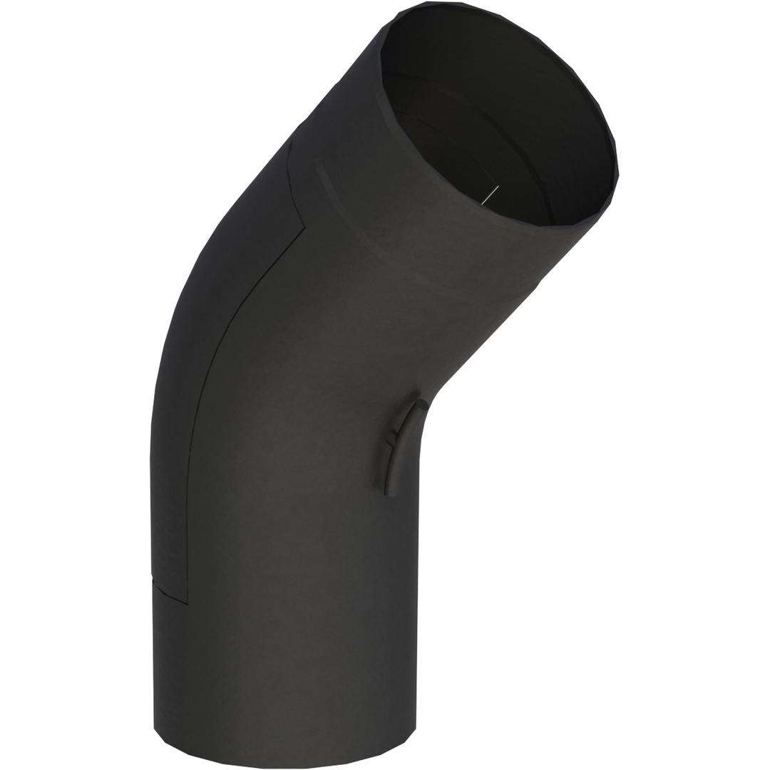 Ø 150 mm Ofenrohr Bogen 45° gezogen - mit Tür - schwarz