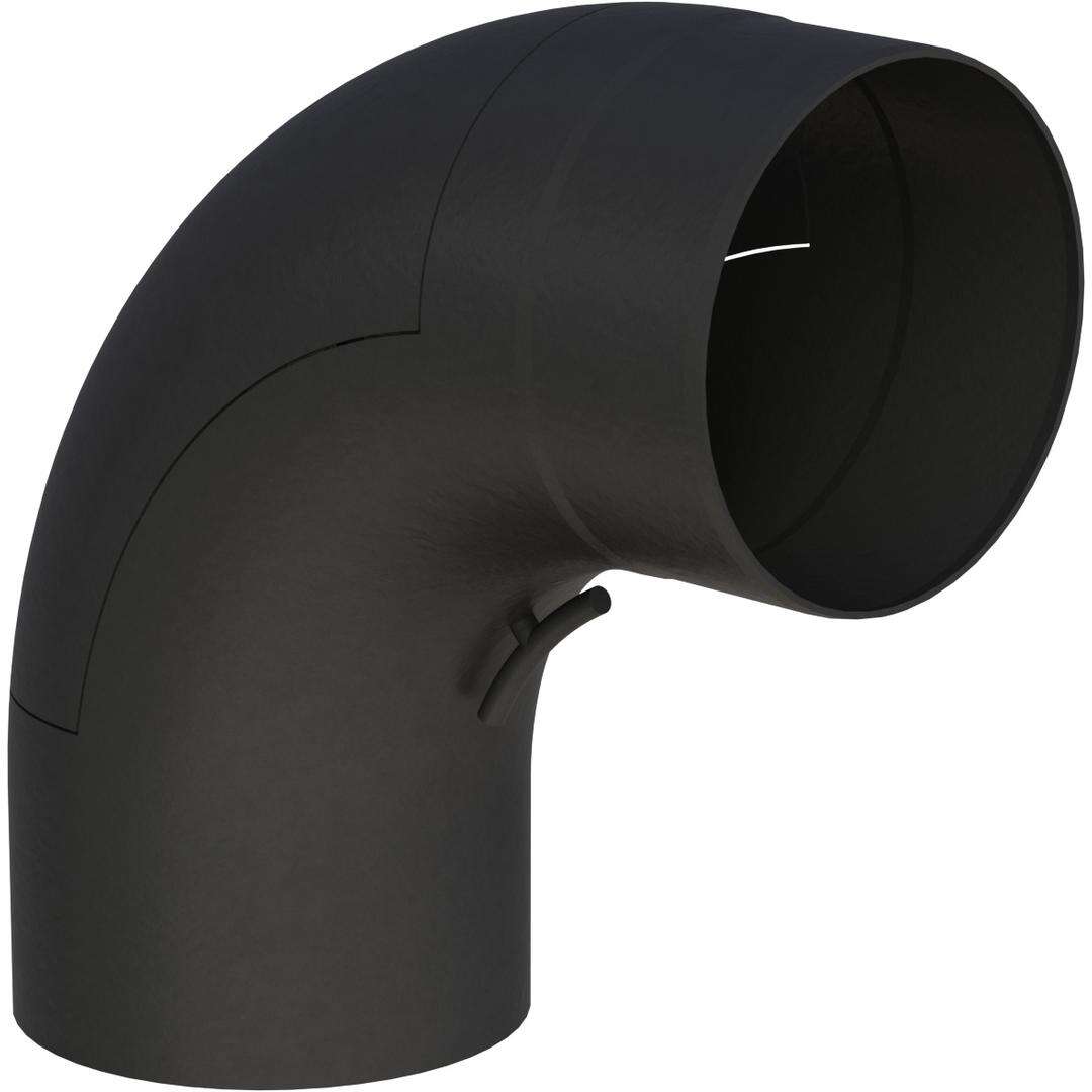 Ø 150 mm Ofenrohr Bogen 90° gezogen - mit Tür - schwarz