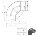 Ø 150 mm Ofenrohr Bogen 90° gezogen - mit Tür - schwarz