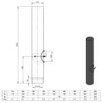 Ø 120 mm Ofenrohr 100 cm - mit Drosselklappe, Kondensatring und Tür - schwarz