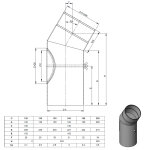 Ø 150 mm Ofenrohr Bogen 30° - mit Tür - schwarz
