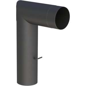 &Oslash; 120 mm Ofenrohr Bogen zweiteilig lang - mit T&uuml;r und Drosselklappe - schwarz