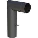 Ø 120 mm Ofenrohr Bogen zweiteilig lang - mit Tür und Drosselklappe - schwarz