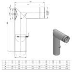 Ø 120 mm Ofenrohr Bogen zweiteilig lang - mit Tür und Drosselklappe - schwarz