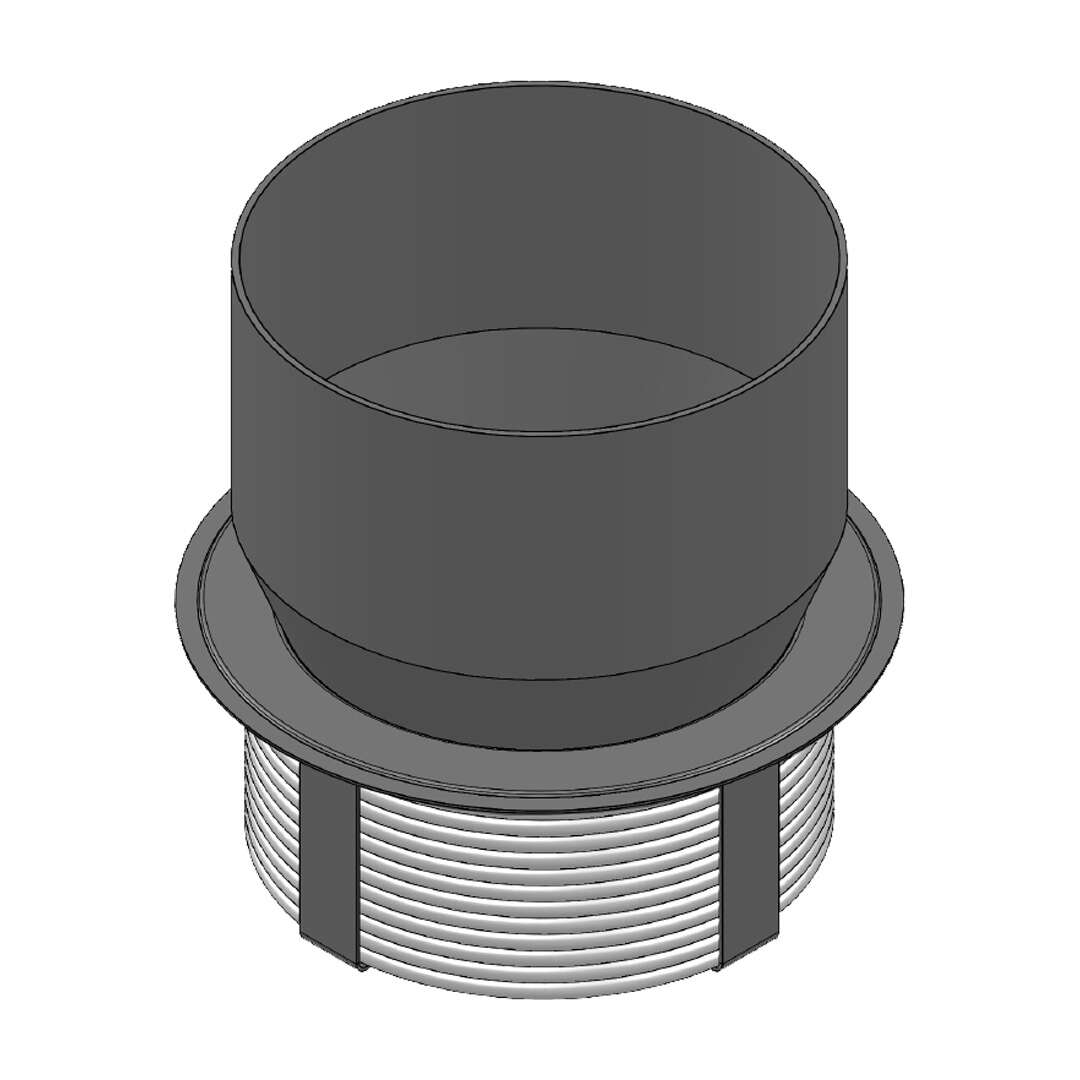 Ofenrohr Übergang Stahl auf Keramik - Ø 130 mm auf Ø 150 mm - schwarz